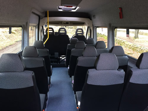 Semi-high back seat, trimmed in cloth and vinyl, trimmed headrest - Minibus Options Semi-high back seat, trimmed in cloth and vinyl, trimmed headrest
