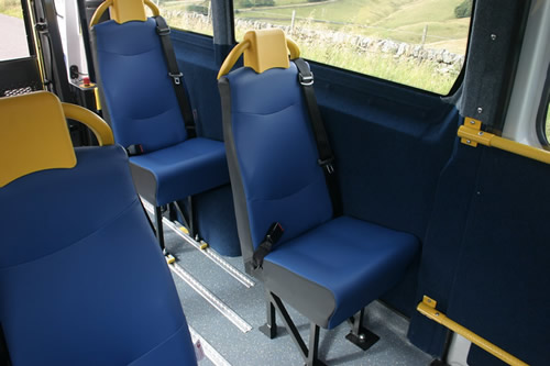 Semi-high back seat, trimmed in vinyl, twin grab headrest - Minibus Options Semi-high back seat, trimmed in vinyl, twin grab headrest