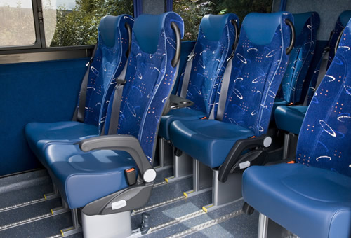 High back luxury seat, trimmed in moquette and leather - Minibus Options High back luxury seat, trimmed in moquette and leather