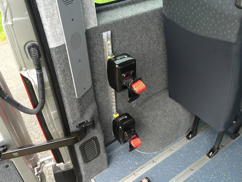 Instead of stowage boxes, tracking can be used to stow restraint fixings