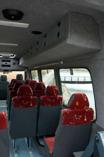 Overhead lockers are possible on high-roof vehicles