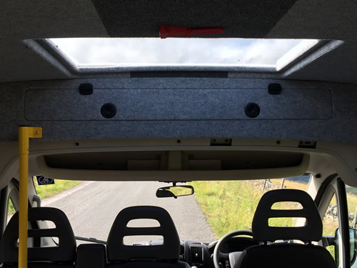 Though shallow, an overhead locker like this can be useful for documents, etc